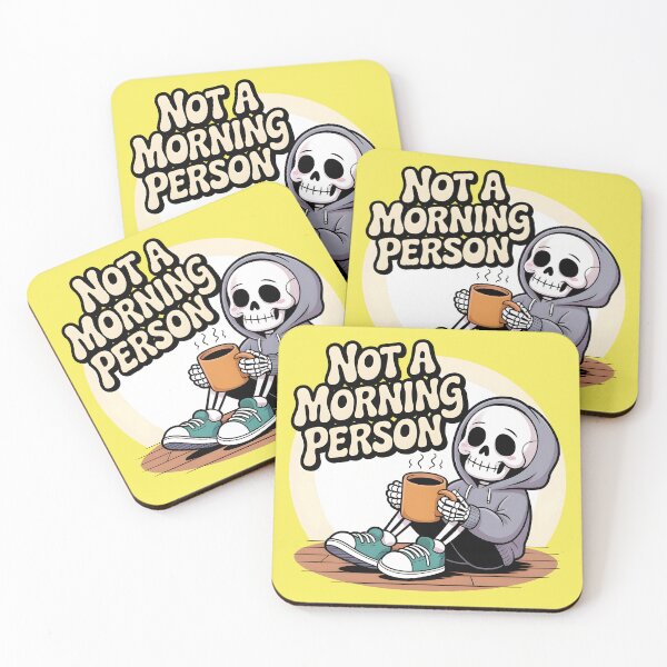 Item preview, Not a Morning Person Skeleton Coffee T-Shirt | Funny Sleepy Skeleton Hoodie Design | Relatable Introvert Humor Graphic Tee designed and sold by Raw Tigers.