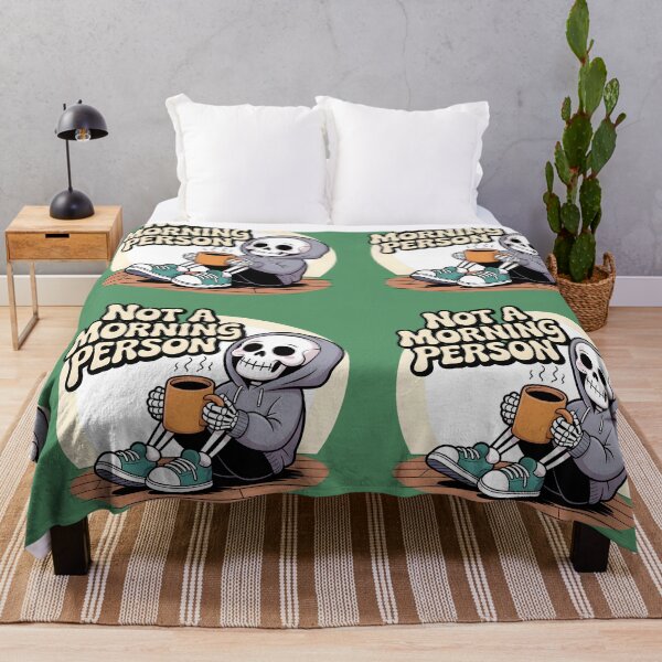 Item preview, Not a Morning Person Skeleton Coffee T-Shirt | Funny Sleepy Skeleton Hoodie Design | Relatable Introvert Humor Graphic Tee designed and sold by Raw Tigers.