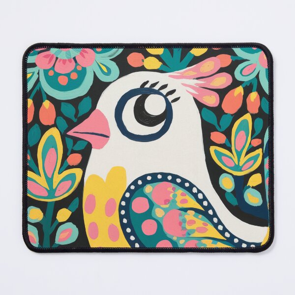 Item preview, Colorful Folk Bird Painting | Whimsical Floral Bird Art on Dark Background designed and sold by Filora Atelier | Bird Art.