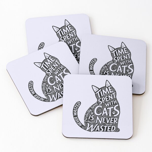 Item preview, Time Spent With Cats Is Never Wasted - Minimalist Cat Typography Art designed and sold by Emamify.