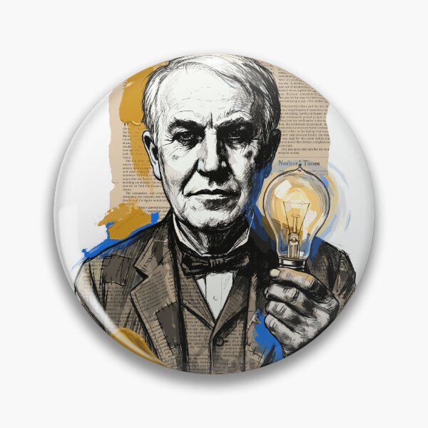 Item preview, Thomas Edison, Inventor of Light Bulb, Portrait Art Collage designed and sold by Honu2025.