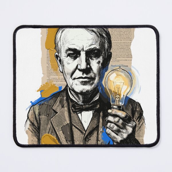 Item preview, Thomas Edison, Inventor of Light Bulb, Portrait Art Collage designed and sold by Honu2025.