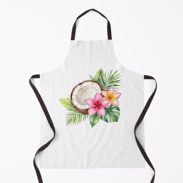 Item preview, coconut surrounded by lush tropical leaves and flowers. designed and sold by shellle in the ocean.