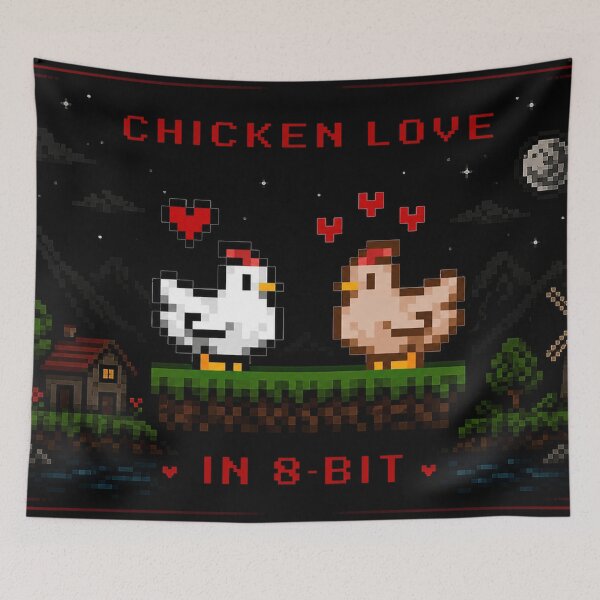 Item preview, Chicken Love in 8-Bit designed and sold by Fei Long Design Hub.
