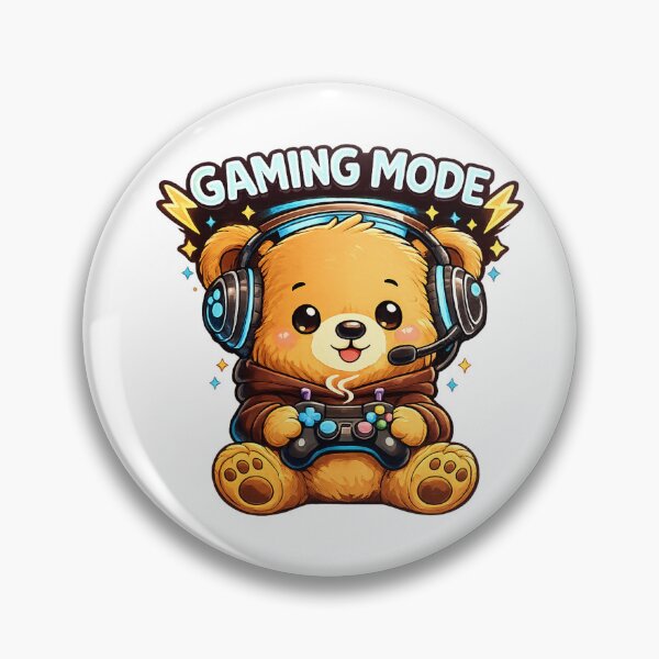 Artikelvorschau, Gamer-Bär, süßer Kawaii-Teddybär, Gaming-Modus-Aufkleber entworfen und verkauft von Cute-Corne.