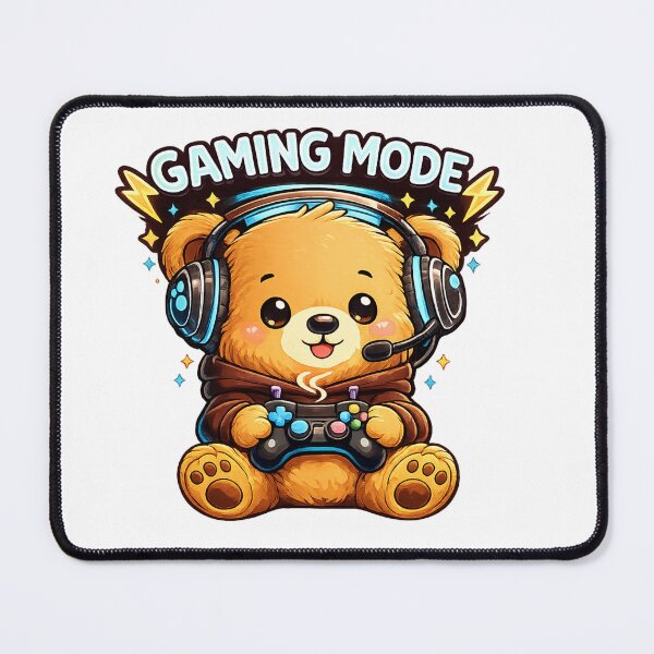 Artikelvorschau, Gamer-Bär, süßer Kawaii-Teddybär, Gaming-Modus-Aufkleber entworfen und verkauft von Cute-Corne.