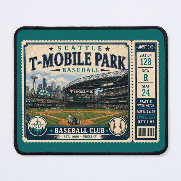 Item preview, Seattle Baseball Vintage Ticket Stub Modern Stadium Retro Ballpark Design designed and sold by GhostDawgs.