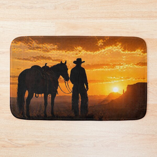 Item preview, Cowboy Sunset Silhouette – Western Horse & Rider Freedom Art designed and sold by  QuarterHorseArt by Just my Studio.