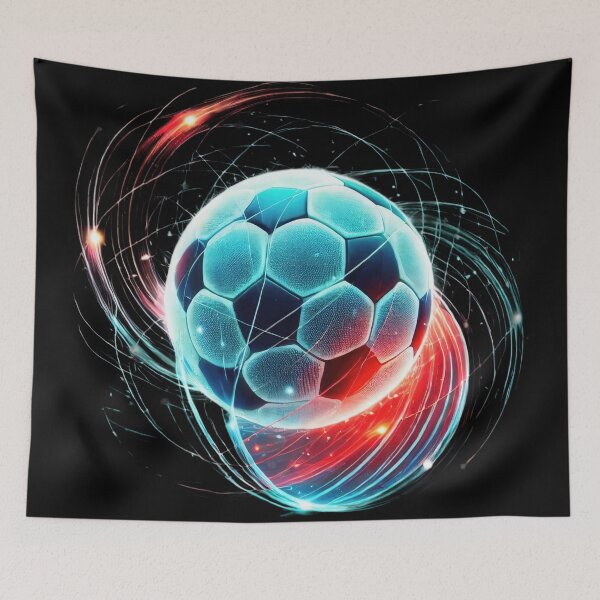 Aperçu de l'œuvre Fusion Football / Soccer - Énergie Rouge et Bleue créée et vendue par FutureImaging.