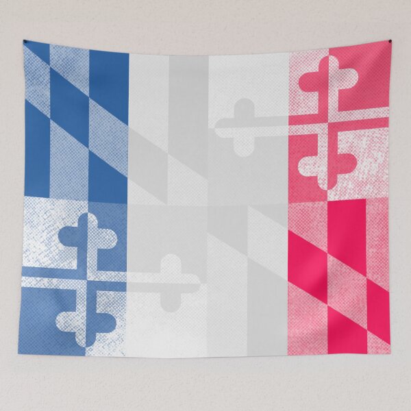 Item preview, French Tricolor Maryland Flag, Horizontal designed and sold by merlinmerchshop.