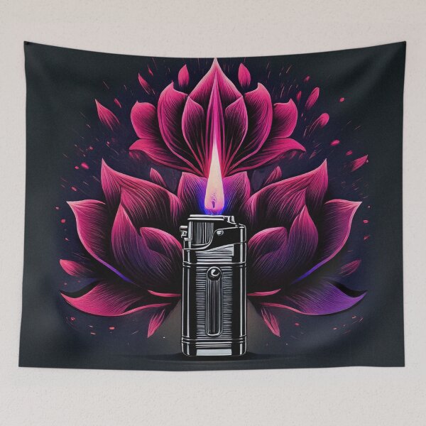 Item preview, Open retro lighter with vivid pink floral burst designed and sold by ChernivtsiSkoda.