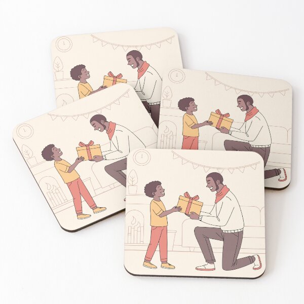 Item preview, Father giving gift to child at home during celebration designed and sold by DJBimages.