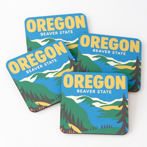 Item preview, Oregon - Beaver State - Vintage travel poster in the style of Fernand Léger designed and sold by PrintableTravel.