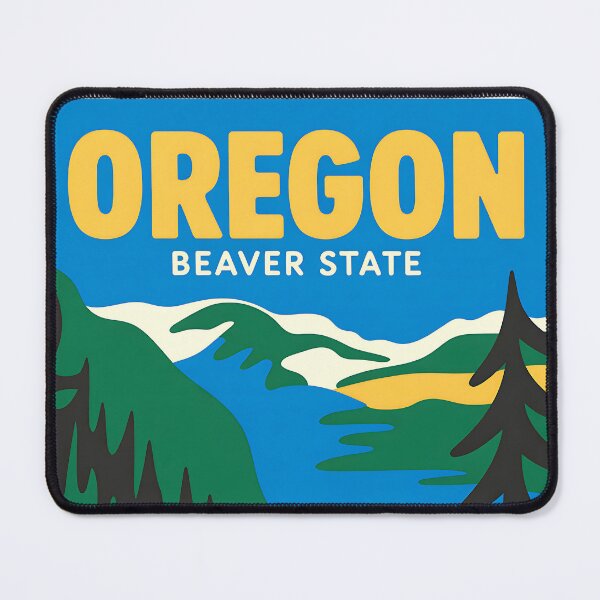 Item preview, Oregon - Beaver State - Vintage travel poster in the style of Fernand Léger designed and sold by PrintableTravel.