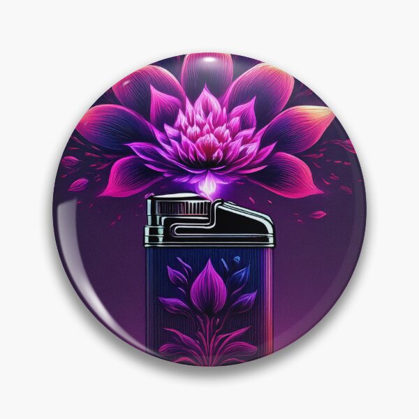 Item preview, Open lighter with vivid neon pink floral burst designed and sold by ChernivtsiSkoda.