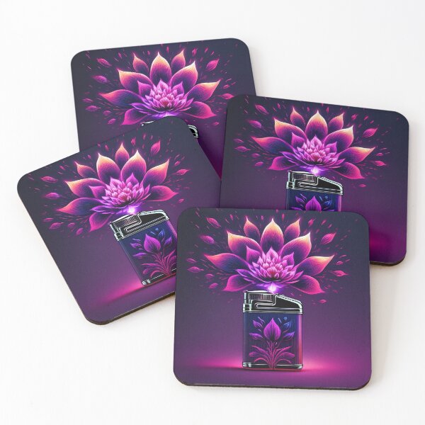 Item preview, Open lighter with vivid neon pink floral burst designed and sold by ChernivtsiSkoda.