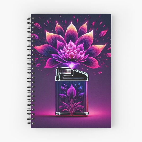 Item preview, Open lighter with vivid neon pink floral burst designed and sold by ChernivtsiSkoda.
