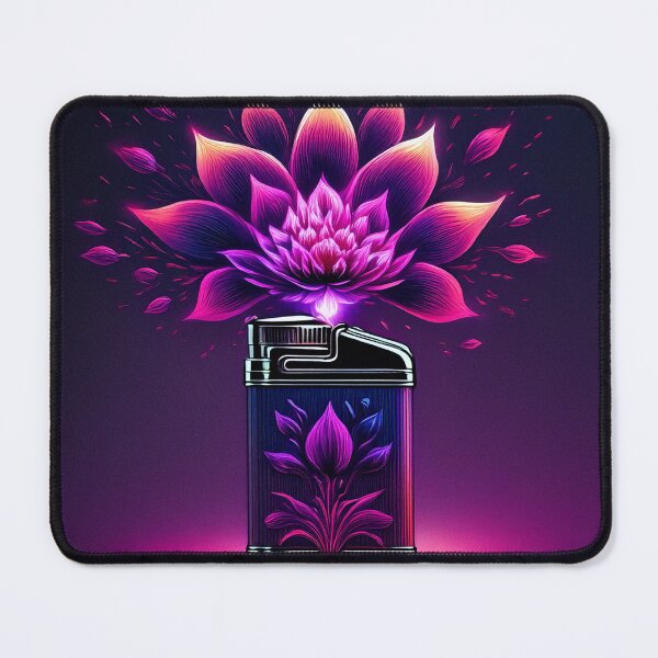 Item preview, Open lighter with vivid neon pink floral burst designed and sold by ChernivtsiSkoda.