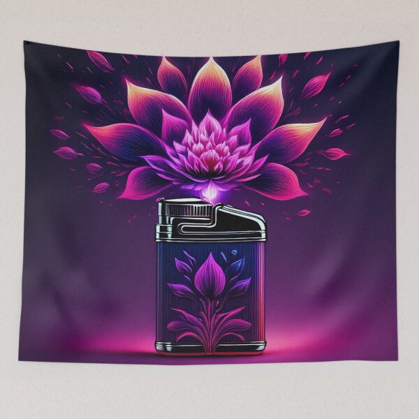 Item preview, Open lighter with vivid neon pink floral burst designed and sold by ChernivtsiSkoda.