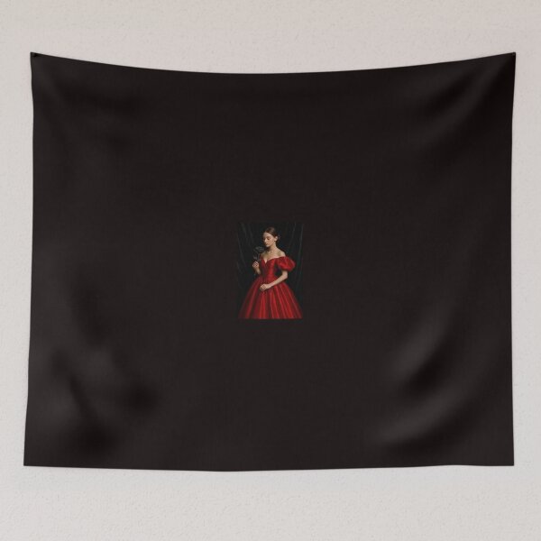 Item preview, Gothic Girl in Red Dress Smelling a Black Rose designed and sold by DarkLuxuryArt.