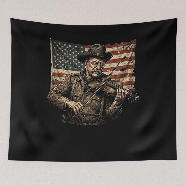 Item preview, Theodore Roosevelt Fiddler US Flag Patriot designed and sold by snowry.
