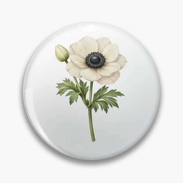 Item preview, Single Anemone Study – Vintage Botanical Illustration designed and sold by Joyfulfabric.