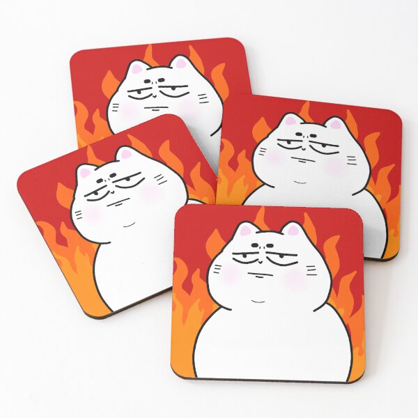 Item preview, Unbothered white cat with fire background designed and sold by luvissaya.
