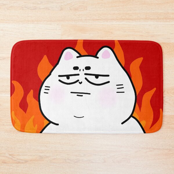 Item preview, Unbothered white cat with fire background designed and sold by luvissaya.