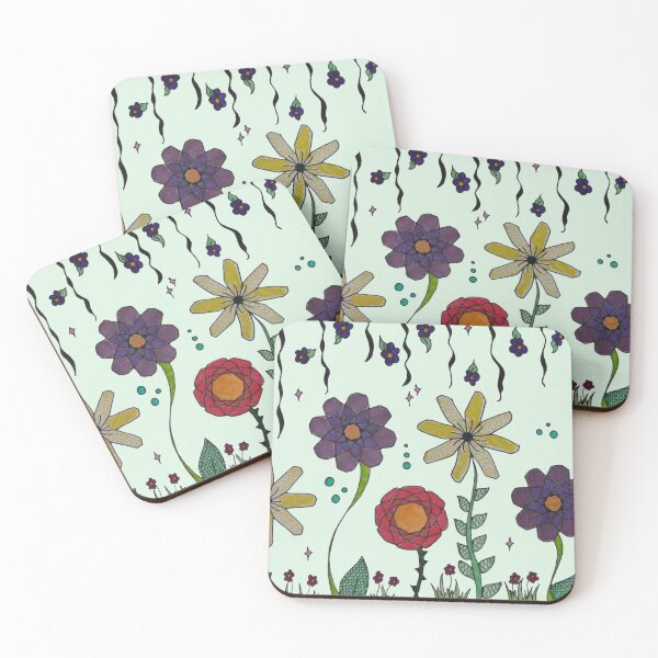 Item preview, Floral Days - Hand Drawn Geometric Meadow Spirograph Flowers designed and sold by AJPrettyObscene.