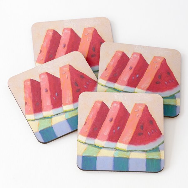Item preview, Watermelon Slices Still Life Oil Painting designed and sold by VishuShier.
