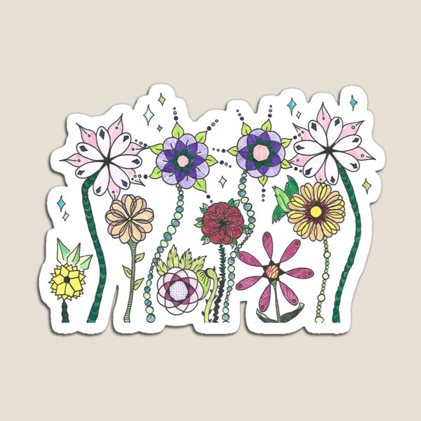 Item preview, Geometric Meadow - Hand Drawn and Spirograph Flowers designed and sold by AJPrettyObscene.