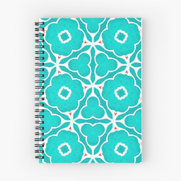 Item preview, Aqua Blue Mediterranean Geometric Floral Print designed and sold by GraceInNatureCo.