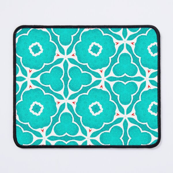 Item preview, Aqua Blue Mediterranean Geometric Floral Print designed and sold by GraceInNatureCo.