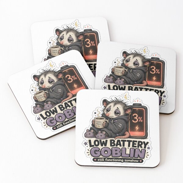 Item preview, Low Battery Goblin Still Functioning Somehow Funny Coffee designed and sold by ymzartnft44.