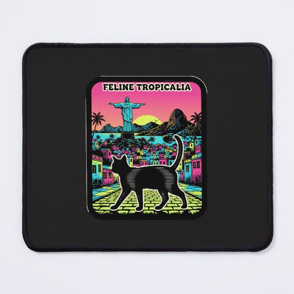 Item preview, "Feline Tropicalia" Neon Rio de Janeiro Black Cat Travel Art designed and sold by Cipher & Soul.