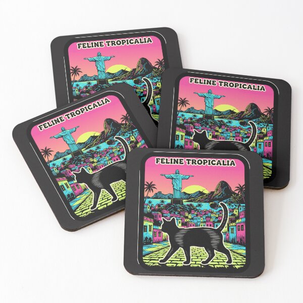 Item preview, "Feline Tropicalia" Neon Rio de Janeiro Black Cat Travel Art designed and sold by Cipher & Soul.