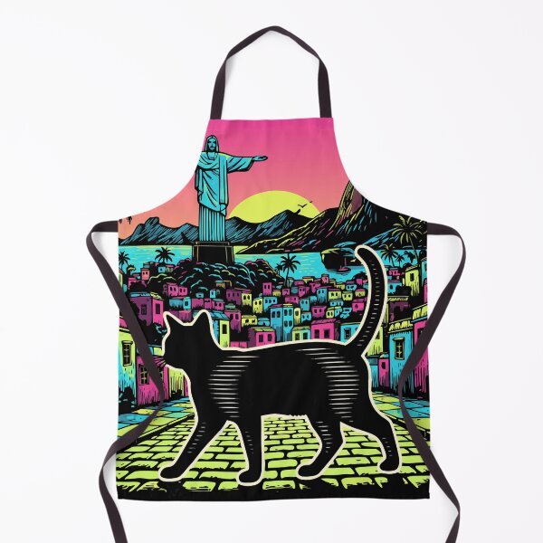 Item preview, "Feline Tropicalia" Neon Rio de Janeiro Black Cat Travel Art designed and sold by Cipher & Soul.