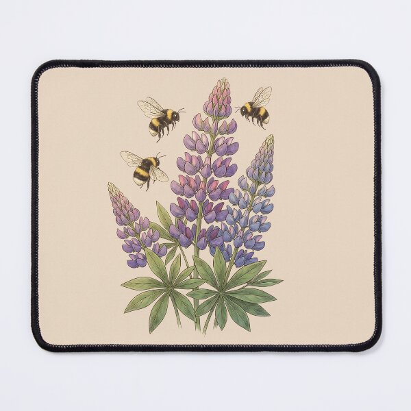 Item preview, Lupine Wildflowers with Bees Vintage Botanical Art designed and sold by MythicCotton.