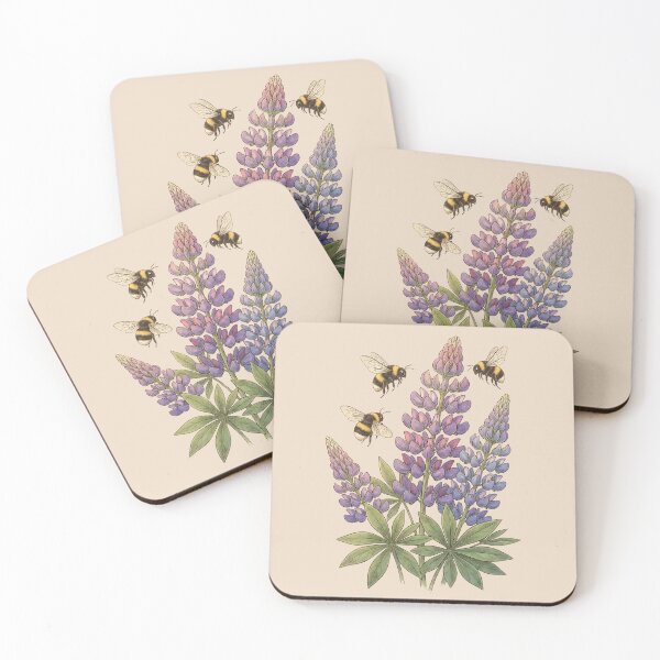 Item preview, Lupine Wildflowers with Bees Vintage Botanical Art designed and sold by MythicCotton.