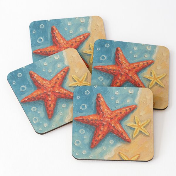 Item preview, Starfish on Sandy Shore Coastal Painting designed and sold by VishuShier.