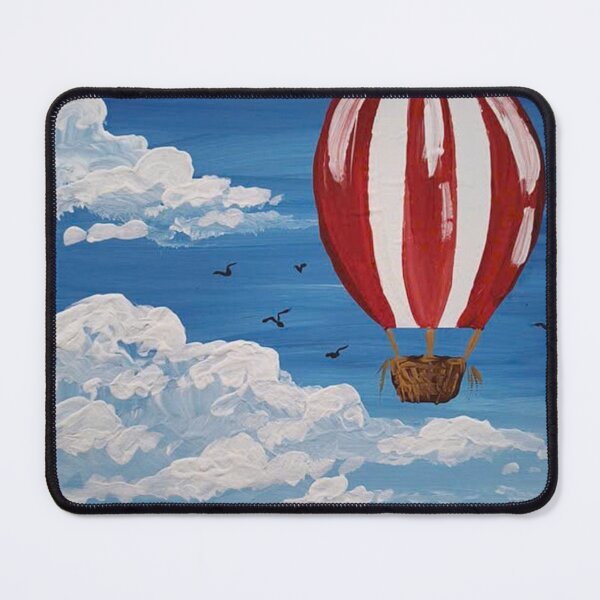 Item preview, Red Striped Hot Air Balloon Over Meadow designed and sold by VishuShier.