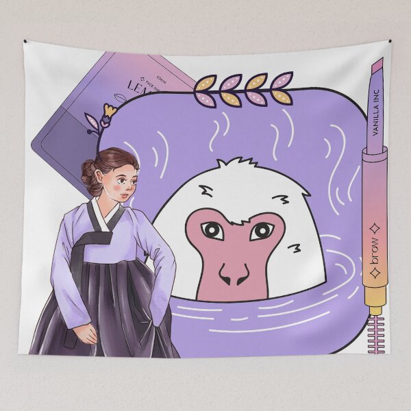 Item preview, Purple Hanbok, Snow Monkey & Brow Pencil Art designed and sold by Kanniax.