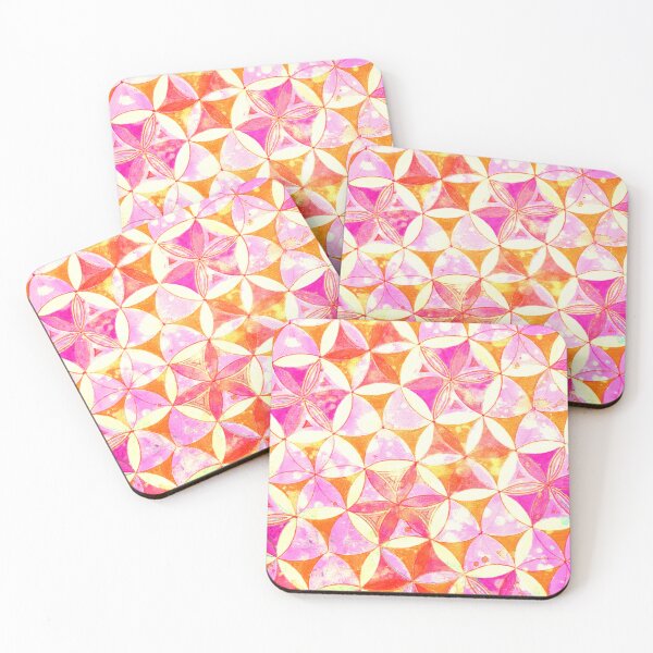 Item preview, Neon Flower of Life Pattern Pink Dopamine Inducing Art Print designed and sold by Dominika Brodowska.