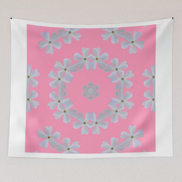 Aperçu de l'œuvre White Phlox Floral Pattern – Pink Soft Aesthetic créée et vendue par SilentBloomLab.