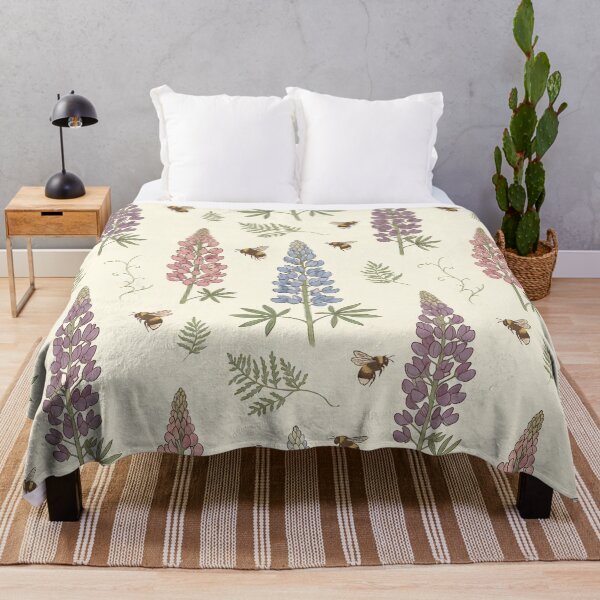 Item preview, Vintage Lupine Bee Botanical Pattern designed and sold by MythicCotton.