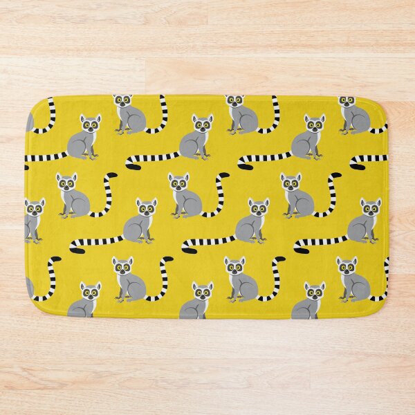 Item preview, Ring-tailed lemurs on yellow designed and sold by Jennifer Ladd.