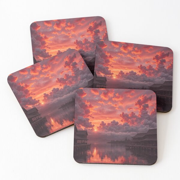 Item preview, Fiery Sunset Lake Wall Art designed and sold by BeautifulVirtues.