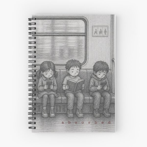 Item preview, Absorbed – Minimalist Social Observation Illustration designed and sold by GDNA.