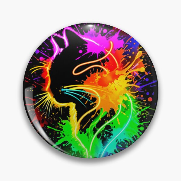 Item preview, Neon Rainbow Cat Splash Glowing Lines Sticker Arty designed and sold by ExploreAura Studio.