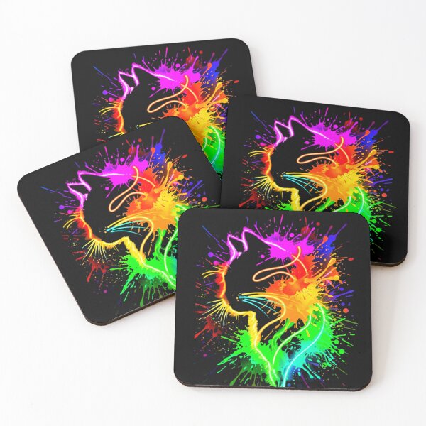 Item preview, Neon Rainbow Cat Splash Glowing Lines Sticker Arty designed and sold by ExploreAura Studio.